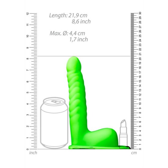 Ζώνη Με Κούφιο Φωσφοριζέ Πέος - Glow In The Dark Ribbed Hollow Strap On 21cm Sex Toys 
