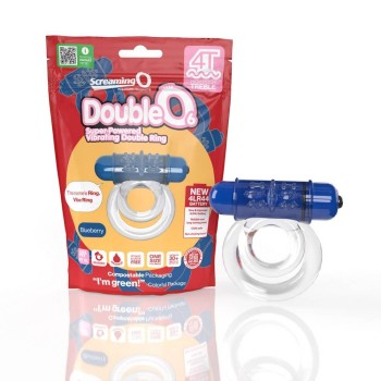 Διπλό Δαχτυλίδι Με Δόνηση - 4T Double O 6 Vibrating Double Ring Blueberry