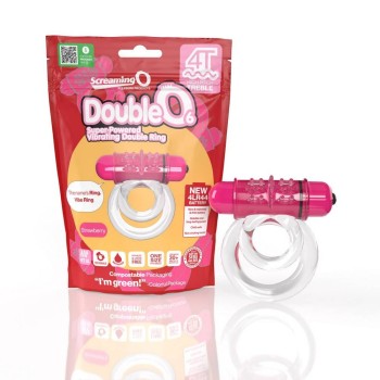 4T Double O 6 Vibrating Double Ring Strawberry