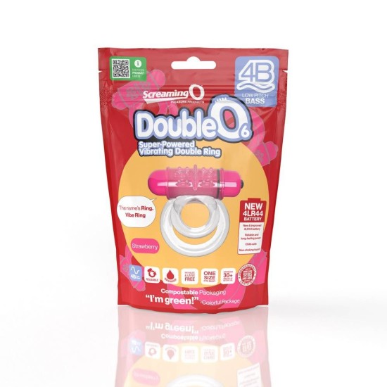 4B Double O 6 Vibrating Double Ring Strawberry Sex Toys