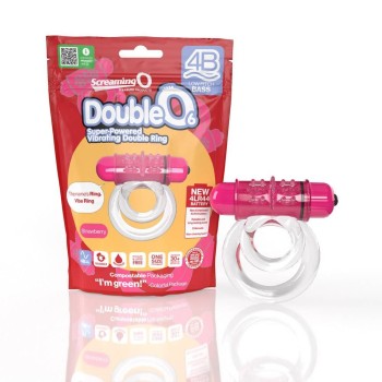 Διπλό Δαχτυλίδι Με Δόνηση - 4B Double O 6 Vibrating Double Ring Strawberry