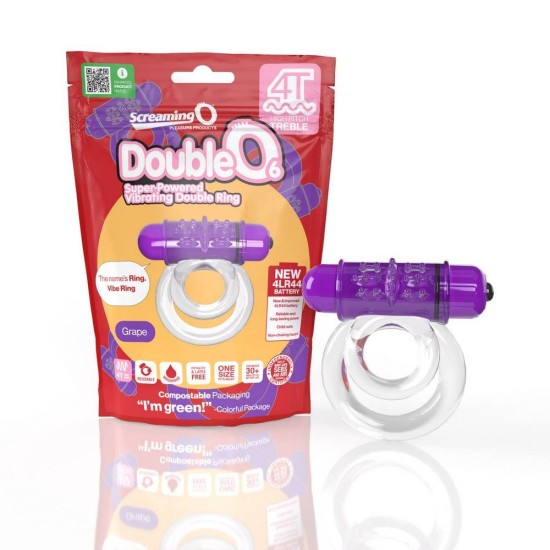 4T Double O 6 Vibrating Double Ring Grape Sex Toys