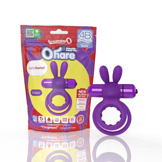Διπλό Δονούμενο Δαχτυλίδι Σιλικόνης - 4B Ohare Wearable Rabbit Vibe Grape Sex Toys 