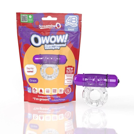 Ισχυρό Δονούμενο Δαχτυλίδι - 4B Owow Super Powered Vibrating Ring Grape Sex Toys 