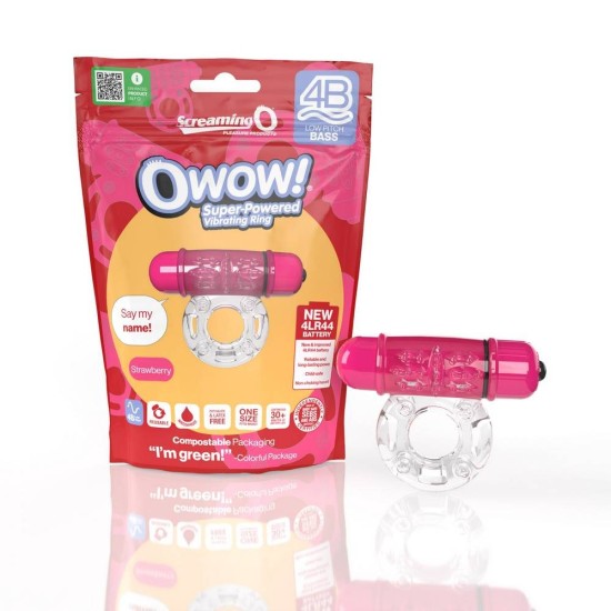 Ισχυρό Δονούμενο Δαχτυλίδι - 4B Owow Super Powered Vibrating Ring Strawberry Sex Toys 