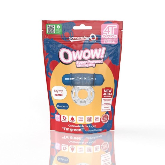 Ισχυρό Δονούμενο Δαχτυλίδι - Owow 4T Super Powered Vibrating Ring Blueberry Sex Toys 