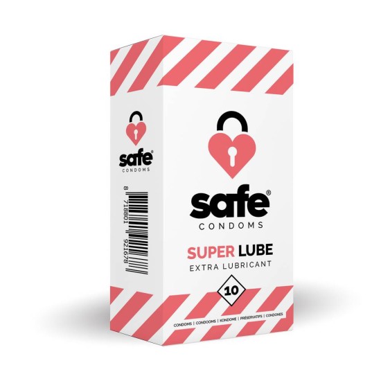 Προφυλακτικά Με Έξτρα Λιπαντικό - Safe Super Lube Condoms 10 pcs Sex & Ομορφιά 