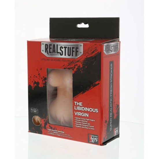Δονούμενο Κολπικό & Πρωκτικό Ομοίωμα  - Realstuff The Libidinous Virgin Masturbator Flesh 14.5cm Sex Toys 