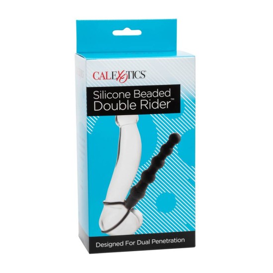 Silicone Beaded Double Rider Black Sex Toys