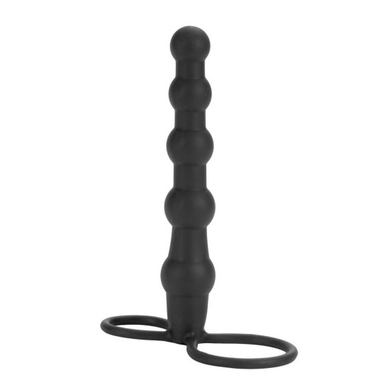 Silicone Beaded Double Rider Black Sex Toys