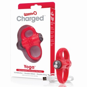 Διπλό Επαναφορτιζόμενο Δαχτυλίδι Πέους - Charged Yoga Vibe Ring Red
