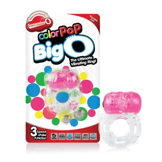 Δονούμενο Δαχτυλίδι Πέους - Color Pop Big O Vibe Cockring Pink Sex Toys 