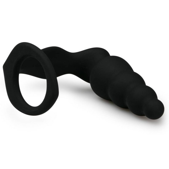 Cock Ring With Ribbed Anal Plug Sex Toys