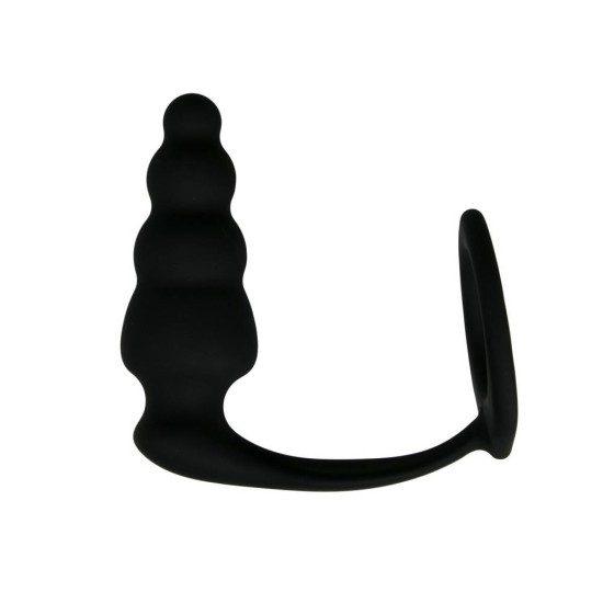 Cock Ring With Ribbed Anal Plug Sex Toys