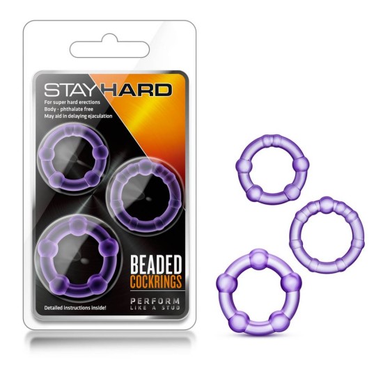 Stay Hard Beaded Cockrings Purple Sex Toys