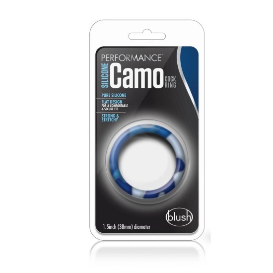 Performance Silicone Camo Cock Ring Blue Sex Toys