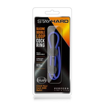 Stay Hard Double Loop Cock Ring Blue