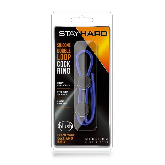 Stay Hard Double Loop Cock Ring Blue Sex Toys