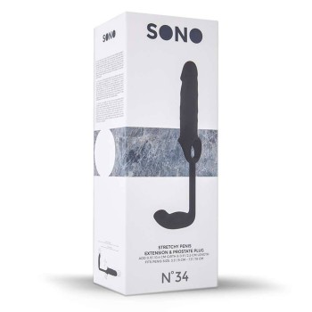 Sono No.34 Penis Sleeve With Extension & Anal Plug Black