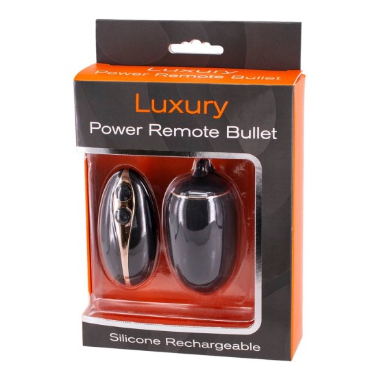 Ασύρματο Επαναφορτιζόμενο Αυγό 7 Λειτουργιών - Luxury Power Remote Bullet Black 6cm Sex Toys 