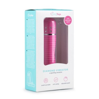 Μίνι Δονητής Με Στρας - Mini Vibrator Ribbed Pink 11.5cm