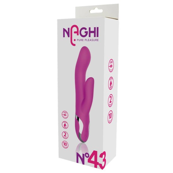 Δονητής Rabbit Σιλικόνης  - Naghi No43 Rechargeable Duo Vibrator 23cm Sex Toys 