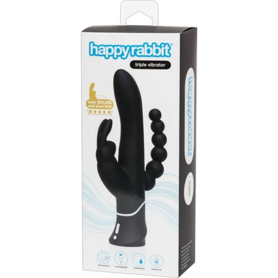 Triple Curve Rabbit Vibrator Black Sex Toys