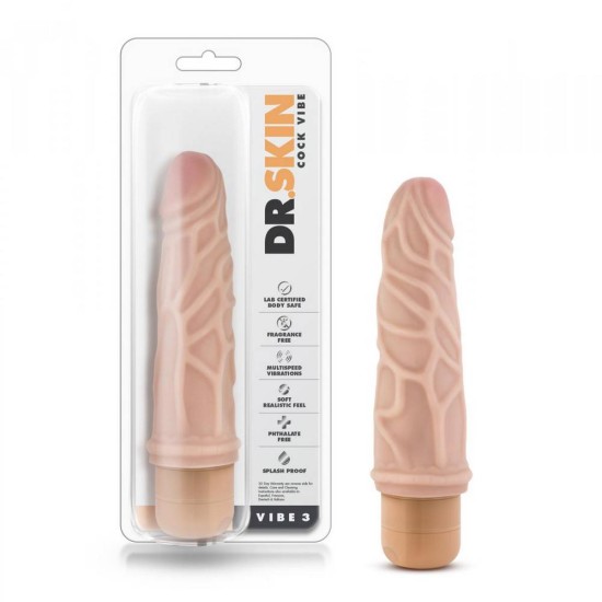 Ρεαλιστικό Ομοίωμα με Δόνηση - Dr. Skin Cock Vibe No3 Vibrating Dildo Beige 18.40cm Sex Toys 
