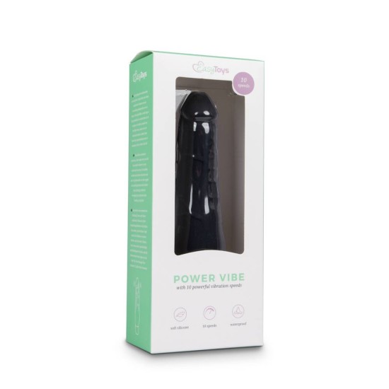 Ρεαλιστικός Δονητής Σιλικόνης - Silicone Realistic Vibrator Black 19cm Sex Toys 