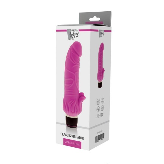 Ρεαλιστικός Δονητής Σιλικόνης - Vibes Of Love Classic Vibrator Pink 7 Inch Sex Toys 