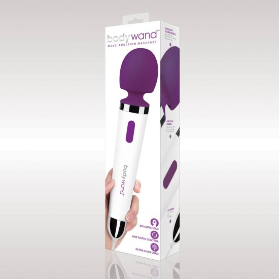 Δονητής Μασάζ 8 Λειτουργιών - Bodywand Plug In Multi Function White Purple 27cm Sex Toys 