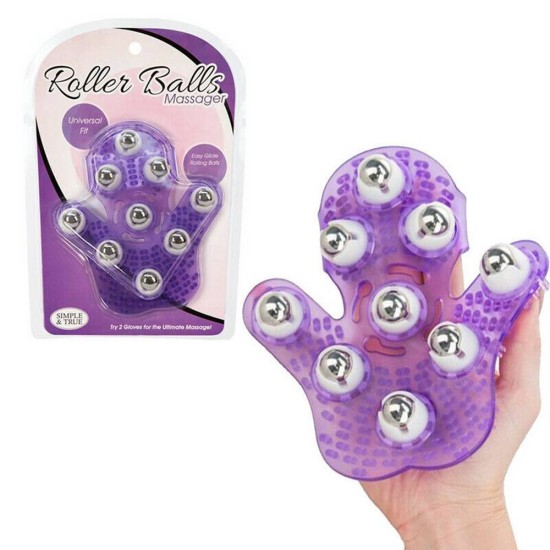 Γάντι Με Μπίλιες Για Μασάζ - Roller Balls Massage Glove Purple Sex Toys 