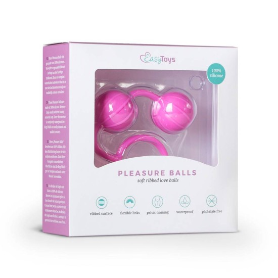 Easytoys Vertical Ribbed Geisha Balls Pink 16cm Sex Toys