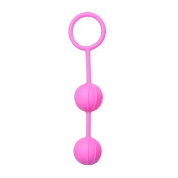 Κολπικές Μπάλες Με Βαρίδι - Easytoys Vertical Ribbed Geisha Balls Pink 16cm