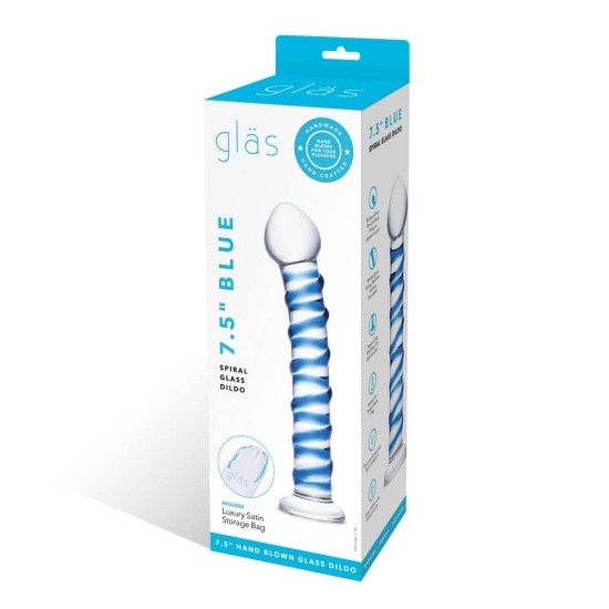 Γυάλινο Ομοίωμα Με Ραβδώσεις - Blue Spiral Glass Dildo Sex Toys 