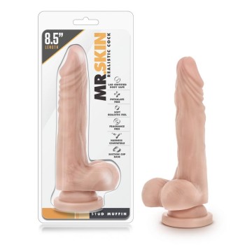 Ρεαλιστικό Ομοίωμα Πέους Με Όρχεις & Βεντούζα - Dr.Skin Realistic Cock Stud Muffin Flesh 21.5cm