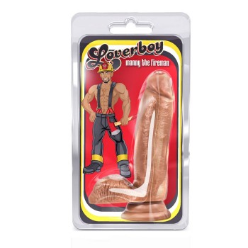 Ρεαλιστικό Ομοίωμα Πέους Με Όρχεις & Βεντούζα - Loverboy Manny The Fireman Dildo Brown 17.7cm
