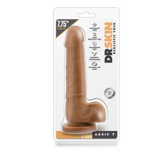 Ομοίωμα Πέους Με Βεντούζα - Dr Skin Realistic Cock Basic 7 Mocha Sex Toys 