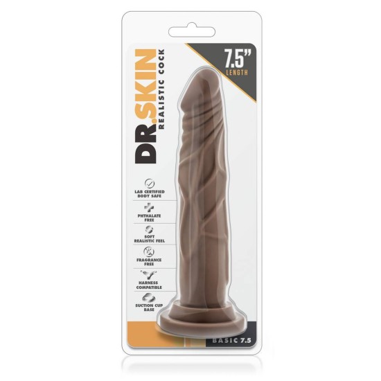 Ομοίωμα Πέους Με Βεντούζα - Dr Skin Realistic Cock 7.5 Chocolate Sex Toys 