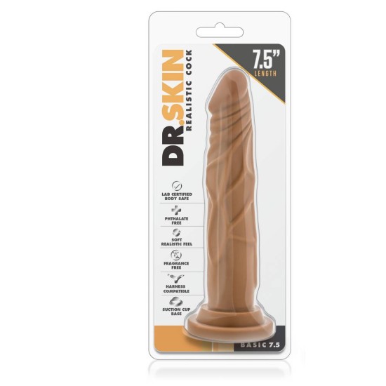 Ομοίωμα Πέους Με Βεντούζα - Dr Skin Realistic Cock 7.5 Mocha Sex Toys 