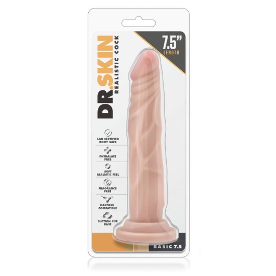 Ομοίωμα Πέους Με Βεντούζα - Dr Skin Realistic Cock 7.5 Beige Sex Toys 