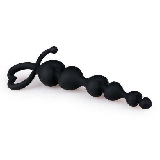 Black Anal Beads Heart Handle Sex Toys