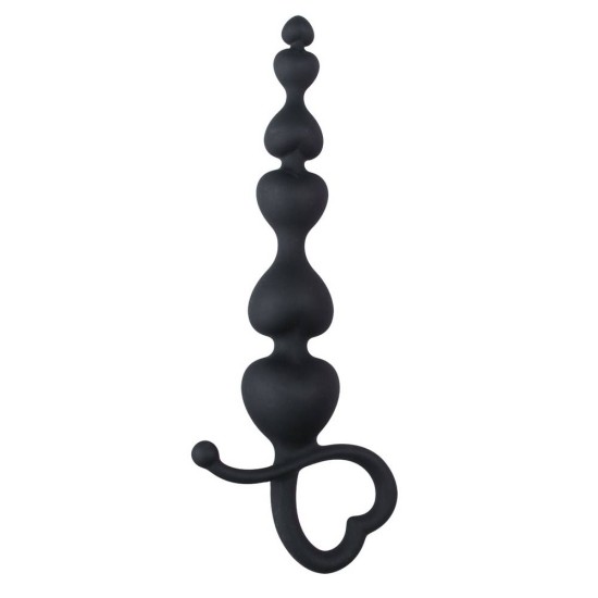 Black Anal Beads Heart Handle Sex Toys