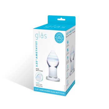 Γυάλινη Σφήνα Πρωκτού - Glas Amethyst Rain Glass But Plug Clear 8cm