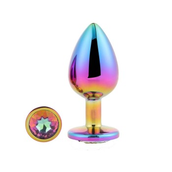 Πολύχρωμη Μεταλλική Σφήνα Με Κόσμημα - Gleaming Love Multicolour Plug Large 10cm