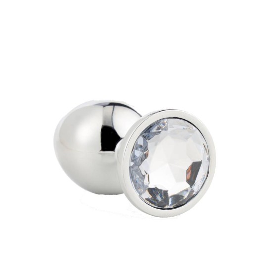 Ασημί Μεταλλική Σφήνα Με Κόσμημα - Gleaming Love Silver Plug Small 7cm Sex Toys 