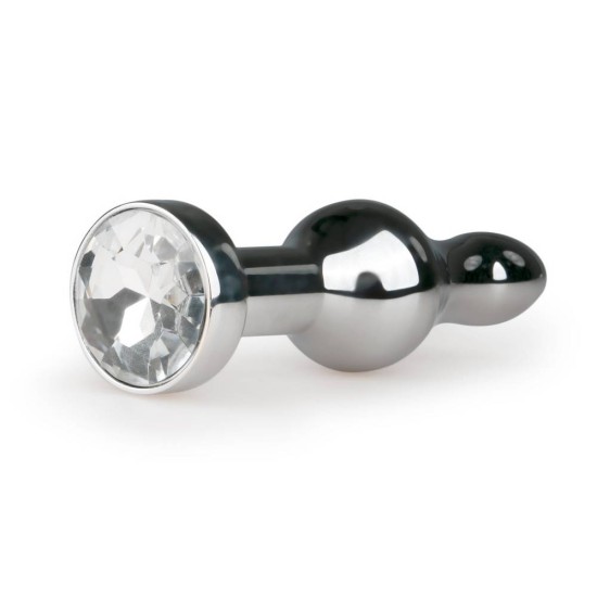 Μεταλλική Πρωκτική Σφήνα - Metal Butt Plug No 16 Silver-Clear 10,5cm Sex Toys 