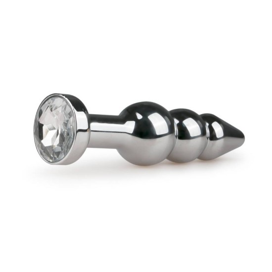 Μεταλλική Πρωκτική Σφήνα - Metal Butt Plug No 5 Silver-Clear 11cm Sex Toys 
