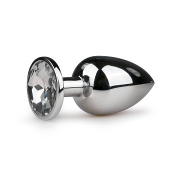 Μεταλλική Σφήνα Με Κόσμημα - Metal Butt Plug No 6 Silver Clear 9,5cm