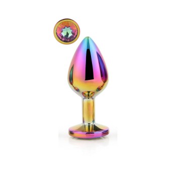 Πολύχρωμη Μεταλλική Σφήνα Με Κόσμημα - Gleaming Love Multicolour Plug Medium 8cm